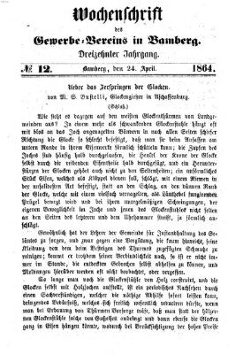 Wochenschrift des Gewerbe-Vereins Bamberg Sonntag 24. April 1864