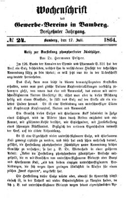 Wochenschrift des Gewerbe-Vereins Bamberg Sonntag 17. Juli 1864