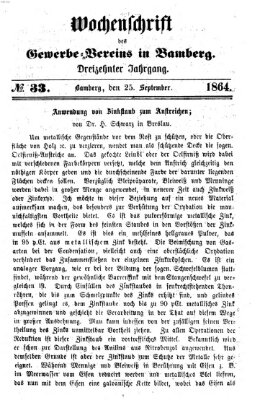 Wochenschrift des Gewerbe-Vereins Bamberg Sonntag 25. September 1864