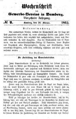 Wochenschrift des Gewerbe-Vereins Bamberg Sonntag 26. Februar 1865