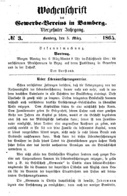 Wochenschrift des Gewerbe-Vereins Bamberg Sonntag 5. März 1865