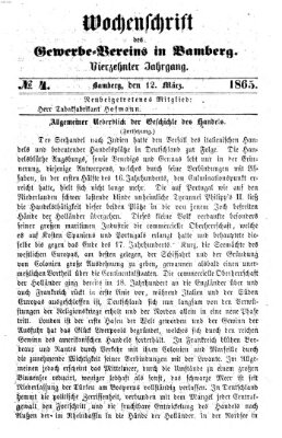 Wochenschrift des Gewerbe-Vereins Bamberg Sonntag 12. März 1865