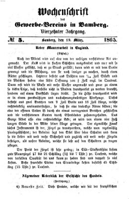 Wochenschrift des Gewerbe-Vereins Bamberg Sonntag 19. März 1865