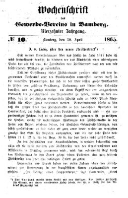 Wochenschrift des Gewerbe-Vereins Bamberg Sonntag 30. April 1865