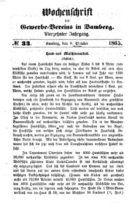 Wochenschrift des Gewerbe-Vereins Bamberg Sonntag 8. Oktober 1865