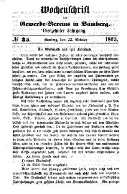 Wochenschrift des Gewerbe-Vereins Bamberg Sonntag 22. Oktober 1865