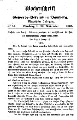 Wochenschrift des Gewerbe-Vereins Bamberg Sonntag 26. November 1865