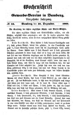 Wochenschrift des Gewerbe-Vereins Bamberg Sonntag 10. Dezember 1865