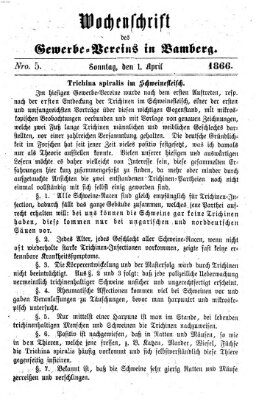 Wochenschrift des Gewerbe-Vereins Bamberg Sonntag 1. April 1866