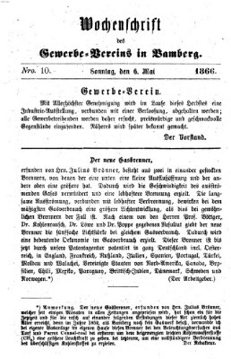 Wochenschrift des Gewerbe-Vereins Bamberg Sonntag 6. Mai 1866