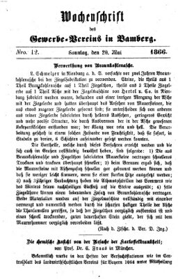 Wochenschrift des Gewerbe-Vereins Bamberg Sonntag 20. Mai 1866