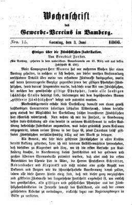 Wochenschrift des Gewerbe-Vereins Bamberg Sonntag 3. Juni 1866