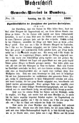 Wochenschrift des Gewerbe-Vereins Bamberg Sonntag 15. Juli 1866