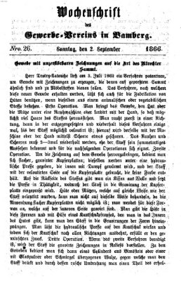 Wochenschrift des Gewerbe-Vereins Bamberg Sonntag 2. September 1866