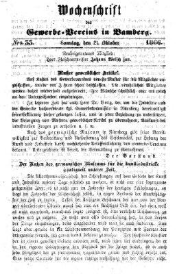 Wochenschrift des Gewerbe-Vereins Bamberg Sonntag 21. Oktober 1866