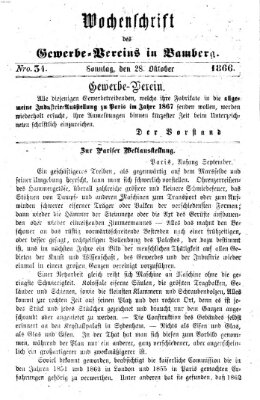 Wochenschrift des Gewerbe-Vereins Bamberg Sonntag 28. Oktober 1866