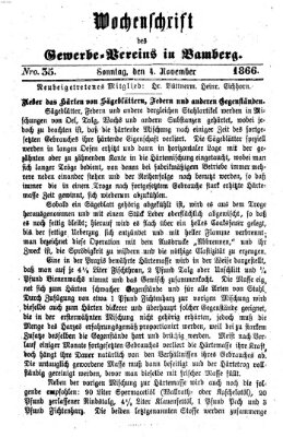 Wochenschrift des Gewerbe-Vereins Bamberg Sonntag 4. November 1866