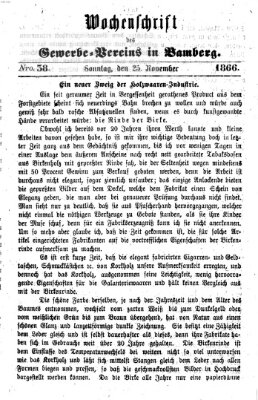 Wochenschrift des Gewerbe-Vereins Bamberg Sonntag 25. November 1866