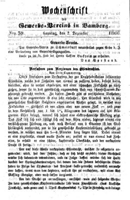 Wochenschrift des Gewerbe-Vereins Bamberg Sonntag 2. Dezember 1866