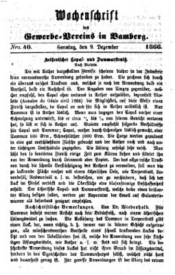 Wochenschrift des Gewerbe-Vereins Bamberg Sonntag 9. Dezember 1866