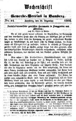 Wochenschrift des Gewerbe-Vereins Bamberg Mittwoch 26. Dezember 1866