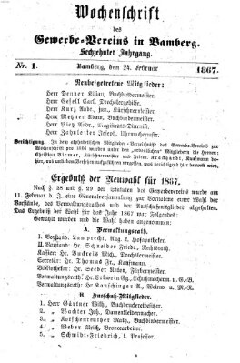 Wochenschrift des Gewerbe-Vereins Bamberg Sonntag 24. Februar 1867