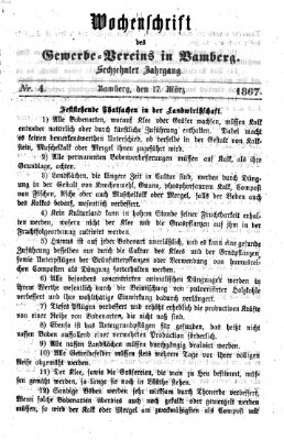 Wochenschrift des Gewerbe-Vereins Bamberg Sonntag 17. März 1867