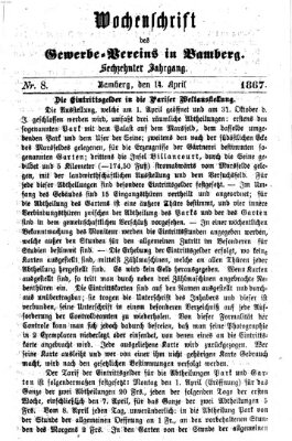 Wochenschrift des Gewerbe-Vereins Bamberg Sonntag 14. April 1867