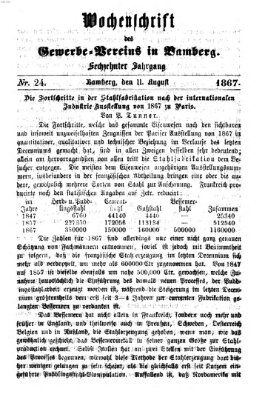 Wochenschrift des Gewerbe-Vereins Bamberg Sonntag 11. August 1867