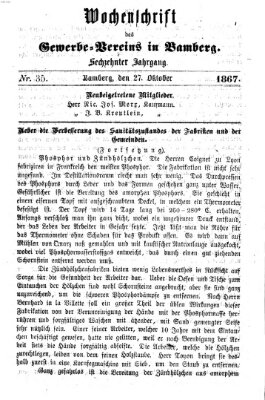 Wochenschrift des Gewerbe-Vereins Bamberg Sonntag 27. Oktober 1867