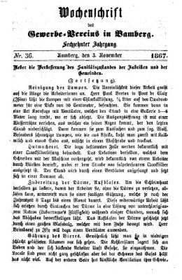 Wochenschrift des Gewerbe-Vereins Bamberg Sonntag 3. November 1867