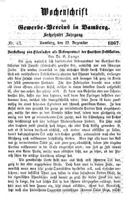 Wochenschrift des Gewerbe-Vereins Bamberg Sonntag 22. Dezember 1867