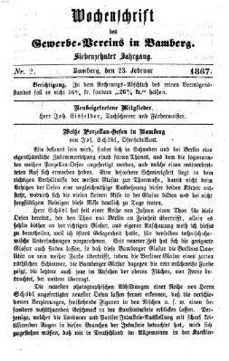 Wochenschrift des Gewerbe-Vereins Bamberg Samstag 23. Februar 1867