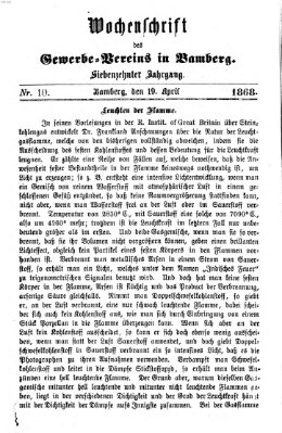 Wochenschrift des Gewerbe-Vereins Bamberg Freitag 19. April 1867