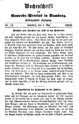 Wochenschrift des Gewerbe-Vereins Bamberg Freitag 3. Mai 1867