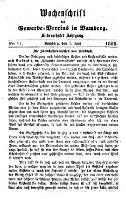 Wochenschrift des Gewerbe-Vereins Bamberg Freitag 7. Juni 1867