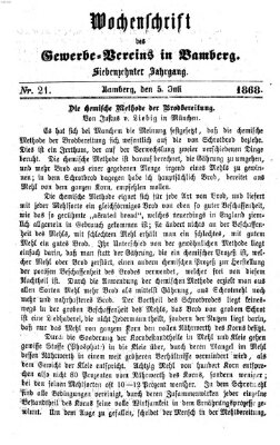 Wochenschrift des Gewerbe-Vereins Bamberg Freitag 5. Juli 1867