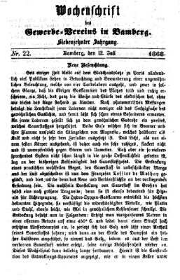 Wochenschrift des Gewerbe-Vereins Bamberg Freitag 12. Juli 1867