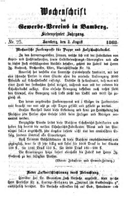 Wochenschrift des Gewerbe-Vereins Bamberg Freitag 2. August 1867