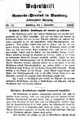 Wochenschrift des Gewerbe-Vereins Bamberg Freitag 1. November 1867