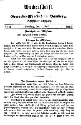 Wochenschrift des Gewerbe-Vereins Bamberg Sonntag 11. April 1869