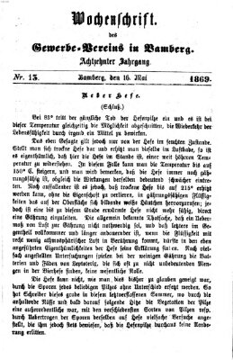 Wochenschrift des Gewerbe-Vereins Bamberg Sonntag 16. Mai 1869