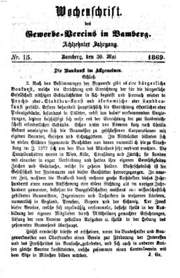 Wochenschrift des Gewerbe-Vereins Bamberg Sonntag 30. Mai 1869