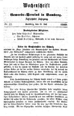 Wochenschrift des Gewerbe-Vereins Bamberg Sonntag 18. Juli 1869