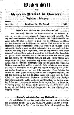 Wochenschrift des Gewerbe-Vereins Bamberg Sonntag 15. August 1869