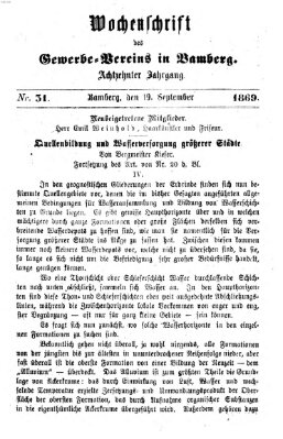 Wochenschrift des Gewerbe-Vereins Bamberg Sonntag 19. September 1869