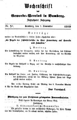 Wochenschrift des Gewerbe-Vereins Bamberg Sonntag 7. November 1869