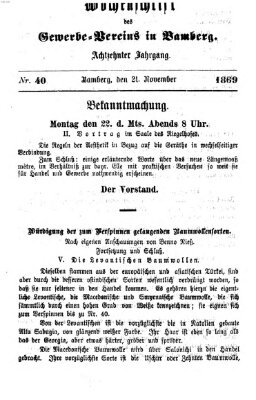 Wochenschrift des Gewerbe-Vereins Bamberg Sonntag 21. November 1869