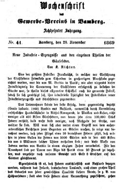 Wochenschrift des Gewerbe-Vereins Bamberg Sunday 28. November 1869