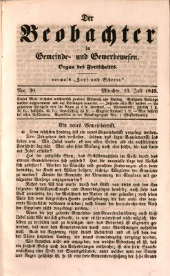 Der Beobachter im Gemeinde- und Gewerbewesen Freitag 13. Juli 1849